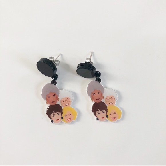 The Golden Girls Sophia Blanche Dorothy Rose Acrylic Post Dangle Earrings New - Picture 3 of 6